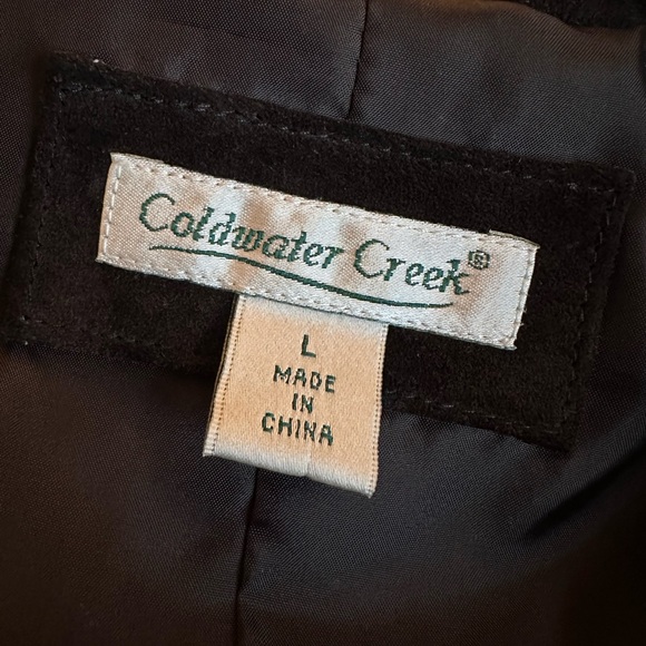 Coldwater Creek Leather Suede Blazer Jacket Large Dark Brown Embellished Western - Picture 9 of 11